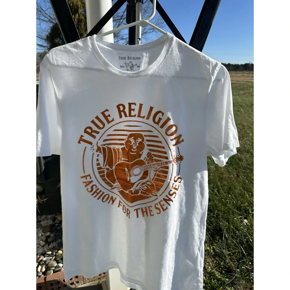 New TRUE RELIGION MEN Hitch Hike Buddah CREW NECK SHORT SLEEVE T-SHIRT  M Medium